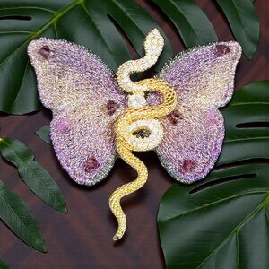 Snake Brooch, Butterfly Corsage Brooches, gold brooch pin, crystal brooch